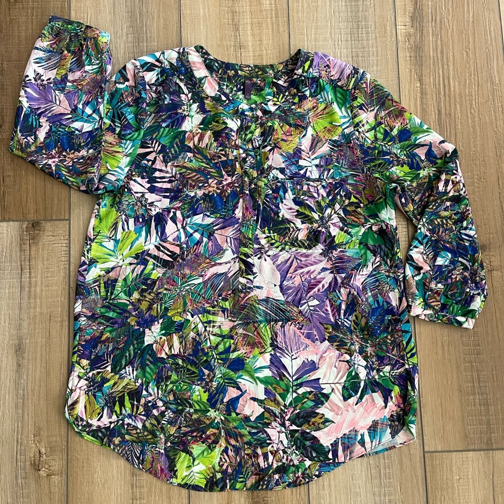 NYDJ Blouse Purple Lavander Green Size Small